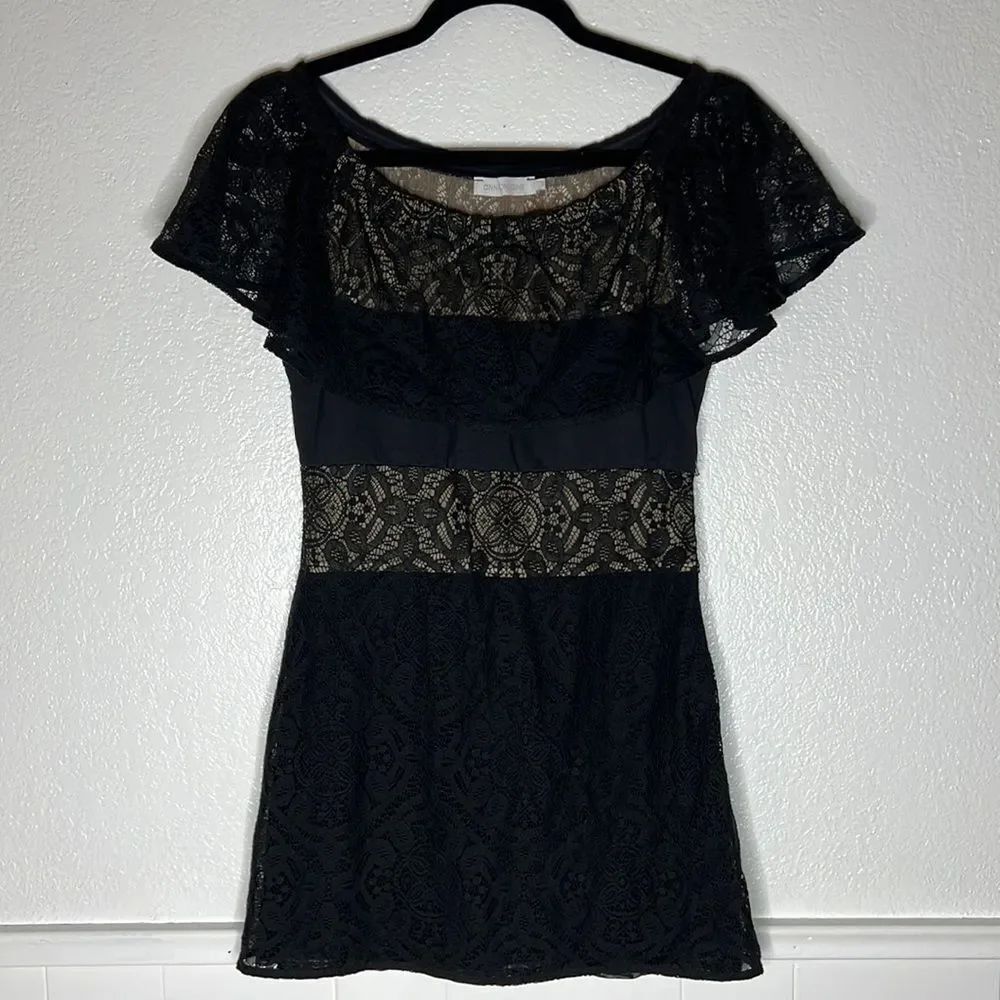 Anne Fontaine black lace tunic top 36